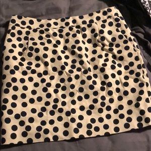 J Crew Black White Polka Dot Cotton Skirt